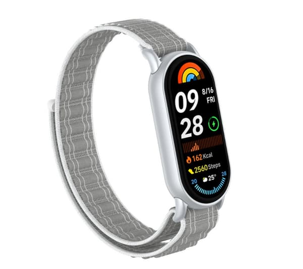INF Xiaomi Mi Band 9 hengittävä nailoninen urheiluhihna Harmaa