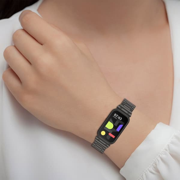 INF Ruostumattomasta teräksestä valmistettu ranneke Xiaomi Band 9 Active- ja Redmi Band 3 -laitteille