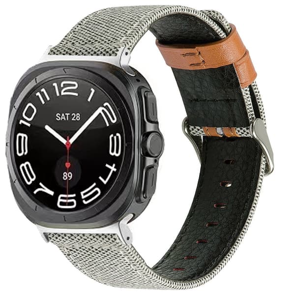 INF Off-White lerrets klokkerem i lær for Samsung Watch 7 (Ultra)