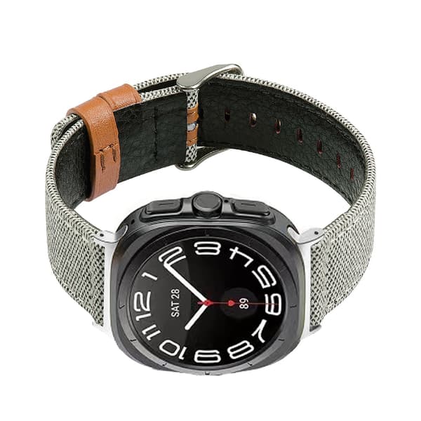 INF Off-White lerrets klokkerem i lær for Samsung Watch 7 (Ultra)