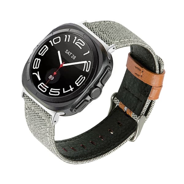 INF Off-White lerrets klokkerem i lær for Samsung Watch 7 (Ultra)