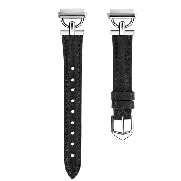INF Armband i äkta läder för Fitbit Versa 4/3/Sense - Svart
