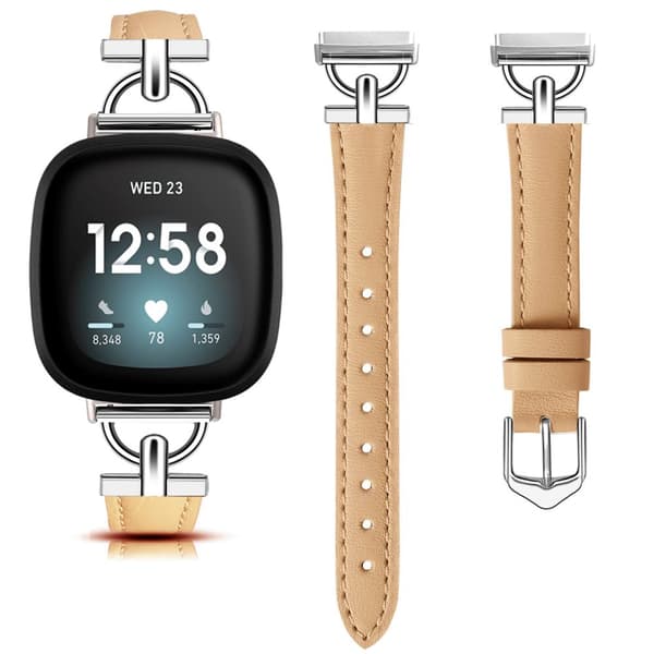 INF Aito nahkaranneke Fitbit Versa 3/4/Sense - Khaki