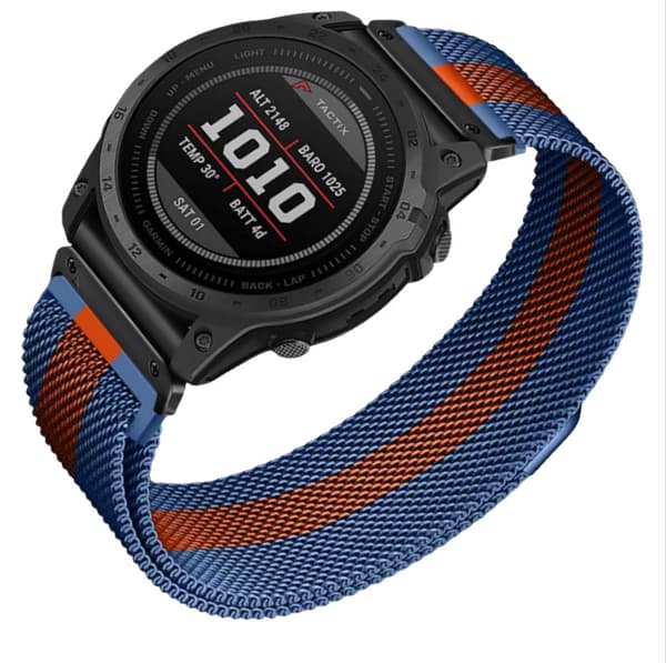 INF Garmin Fenix 7X Pro/Fenix 58 -metalliranneke, pikakiinnitys, milanolaistyylinen, ruostumaton teräs