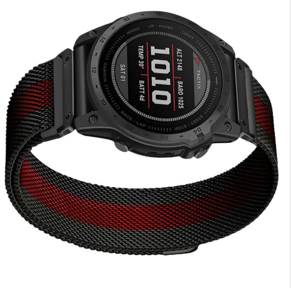 INF Garmin Fenix 7X Pro/Fenix 58 -metalliranneke, pikakiinnitys, milanolaistyylinen, ruostumaton teräs