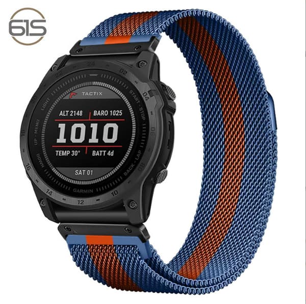 INF Garmin Fenix 7X Pro/Fenix 58 -metalliranneke, pikakiinnitys, milanolaistyylinen, ruostumaton teräs