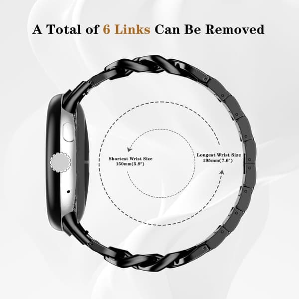 INF Musta ruostumattomasta teräksestä valmistettu ranneke Google Pixel Watch 1/2/3 -kellolle