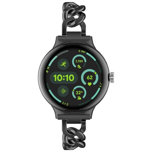 INF Musta ruostumattomasta teräksestä valmistettu ranneke Google Pixel Watch 1/2/3 -kellolle