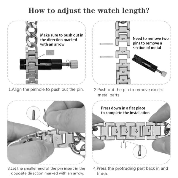 INF Musta ruostumattomasta teräksestä valmistettu ranneke Google Pixel Watch 1/2/3 -kellolle