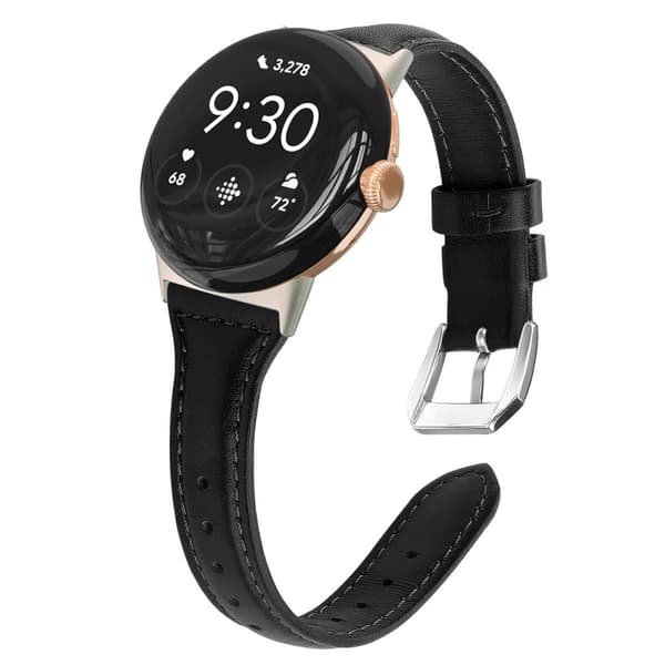 INF Armband i äkta läder för Google Pixel Watch 1/2/3 Svart