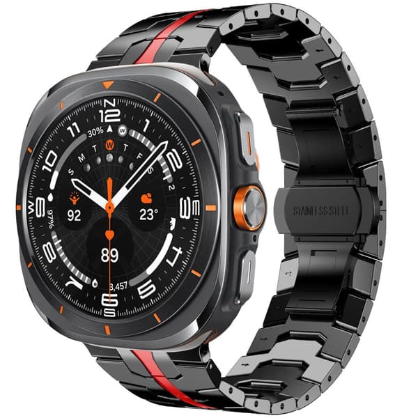 INF Svart og rød klokkereim for Samsung Watch 7 Ultra (47 mm)