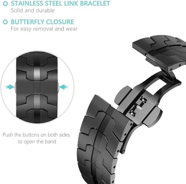 INF Sort urrem i rustfrit stål til Samsung Watch 7 Ultra (47 mm)