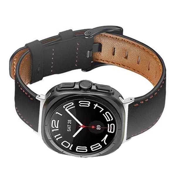 INF Rem i ekte lær til Samsung Watch 7 (Ultra 47 mm) - Svart