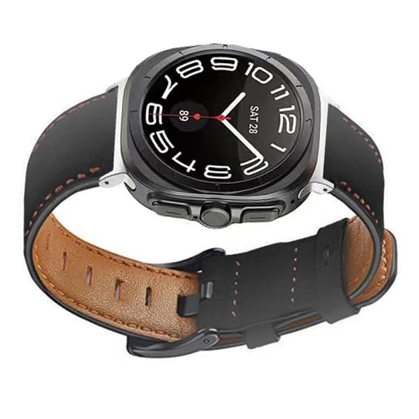INF Rem i ekte lær til Samsung Watch 7 (Ultra 47 mm) - Svart