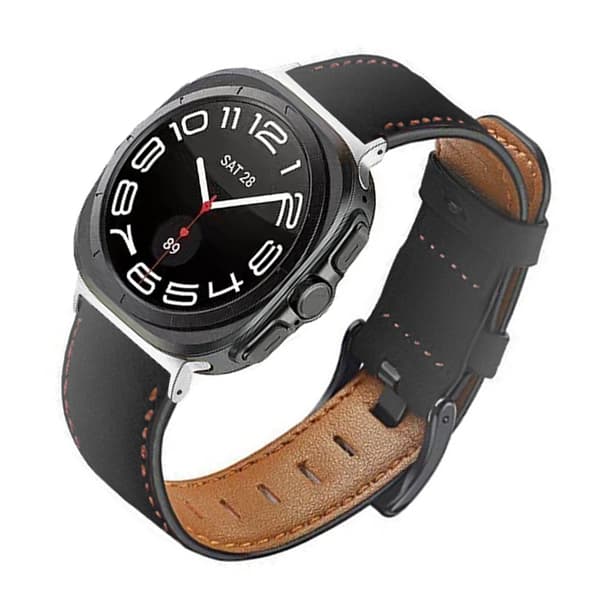INF Rem i ekte lær til Samsung Watch 7 (Ultra 47 mm) - Svart