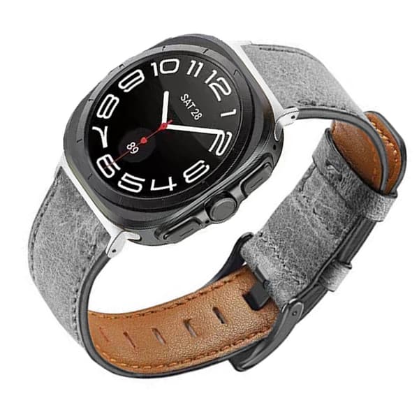 INF Armband i äkta läder för Samsung Watch 7 (Ultra 47mm) - Grå