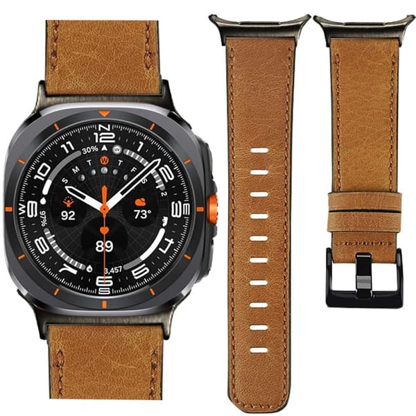 INF Rem i ægte læder til Samsung Watch 7 (Ultra 47 mm) - Brun