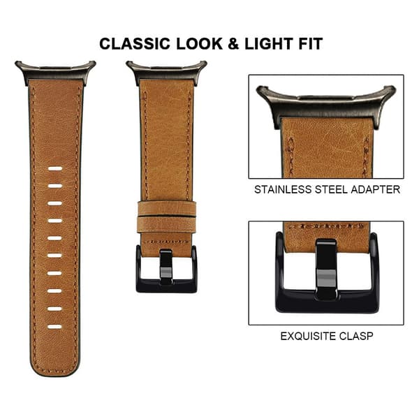 INF Rem i ægte læder til Samsung Watch 7 (Ultra 47 mm) - Brun