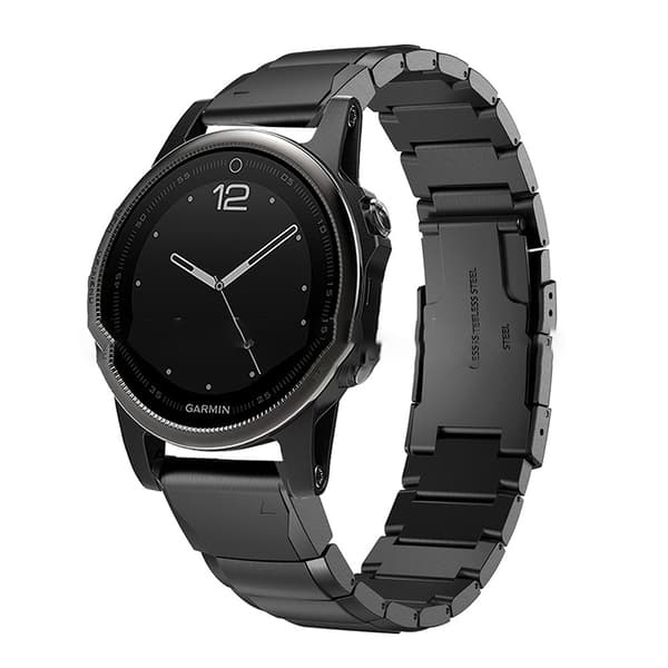 INF Ruostumattomasta teräksestä valmistettu kellohihna Garmin Fenix 8/7/6/5 - 43 mm - musta