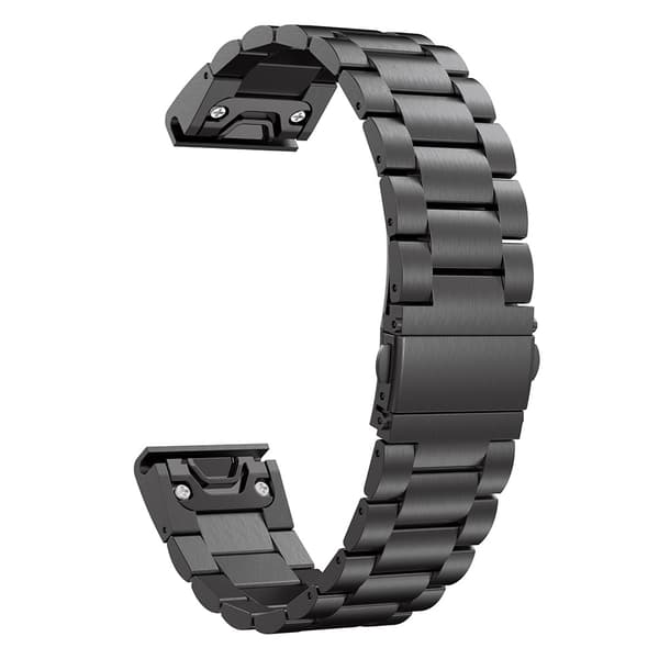 INF Svart reim i rustfritt stål til klokke 26 mm - Fenix 5x/6x/7X/8 51 mm