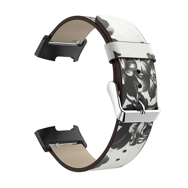 INF Læderrem til Fitbit Charge 4/3 med hvid pæon