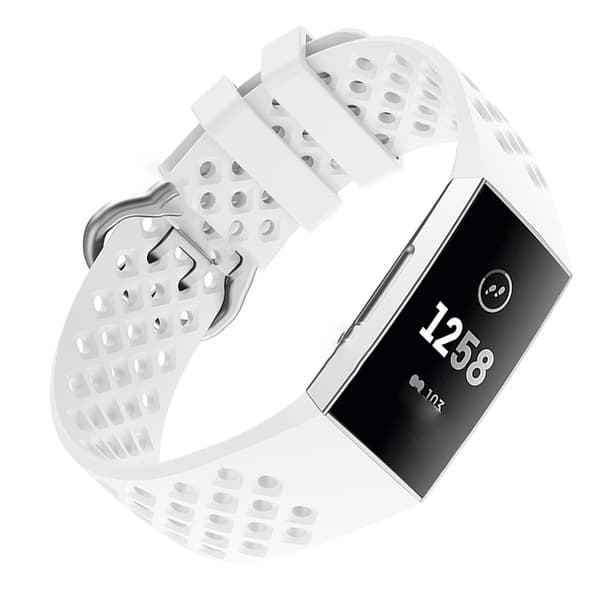 INF Silikonrem för Fitbit Charge 3, Ventilerande Sportarmband Ersättningsband Vit - Small