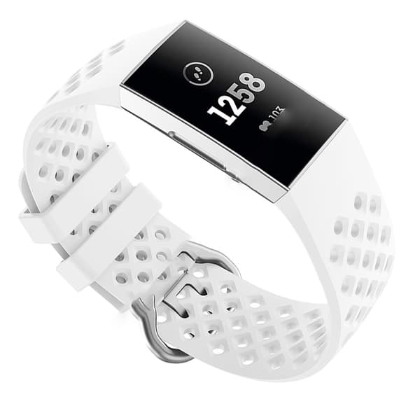 INF Silikonrem för Fitbit Charge 3, Ventilerande Sportarmband Ersättningsband Vit - Small
