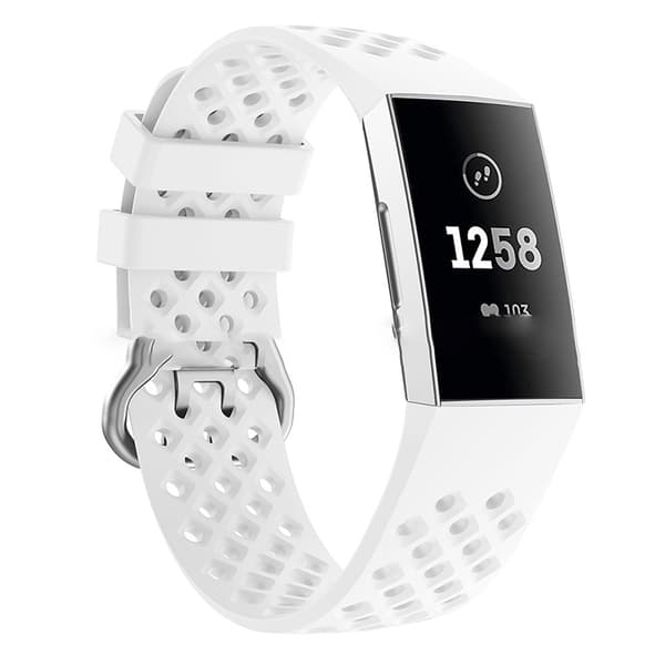 INF Silikonrem för Fitbit Charge 3, Ventilerande Sportarmband Ersättningsband Vit - Small