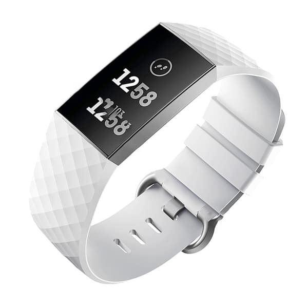 INF Hvit silikonreim for Fitbit Charge 4/3 - Stor