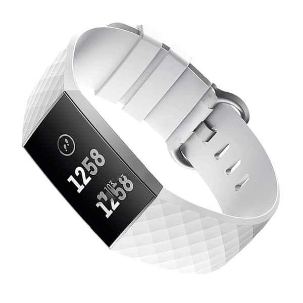 INF Hvit silikonreim for Fitbit Charge 4/3 - Stor