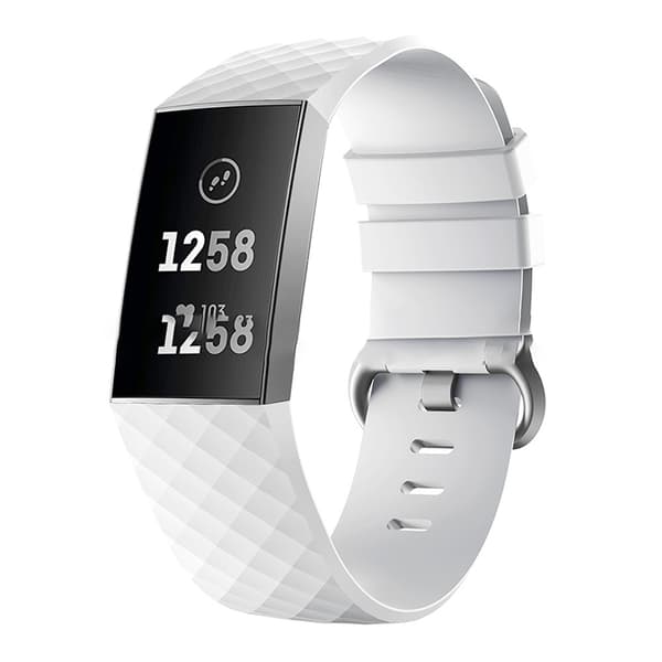 INF Hvit silikonreim for Fitbit Charge 4/3 - Stor