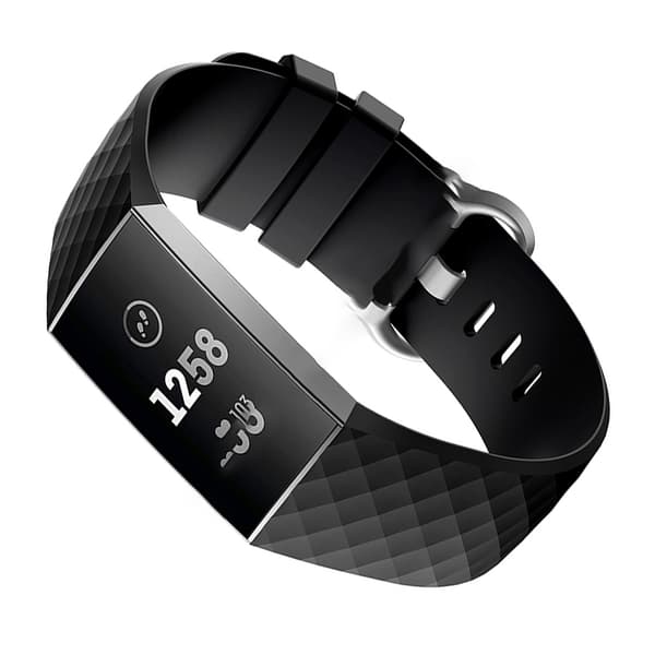 INF Svart silikonarmband för Fitbit Charge 4/3 - Liten