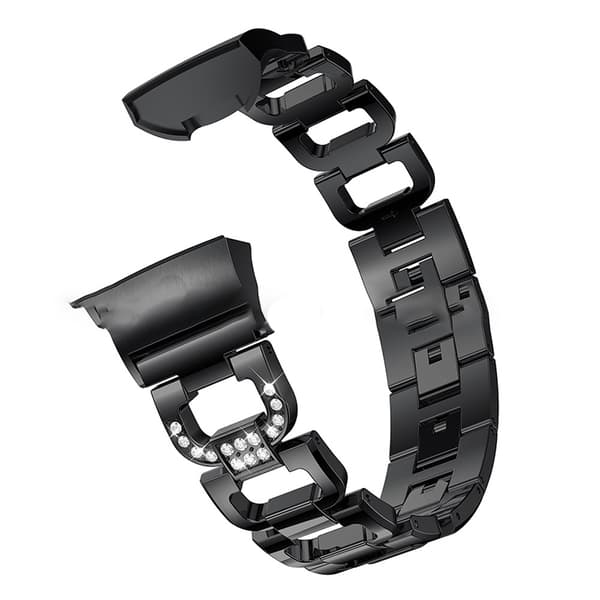 INF Stilig svart klokke reim i rustfritt stål for Fitbit Charge 3/4