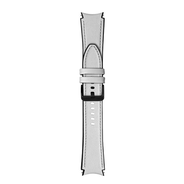 INF Herreklokkereim i tolags lær til Samsung Watch 4/5 - Hvit med svart spenne - 20 mm