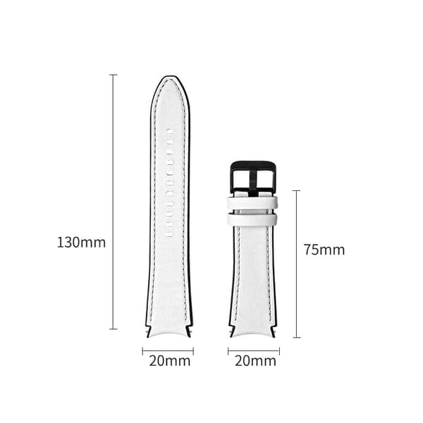 INF Herreklokkereim i tolags lær til Samsung Watch 4/5 - Hvit med svart spenne - 20 mm