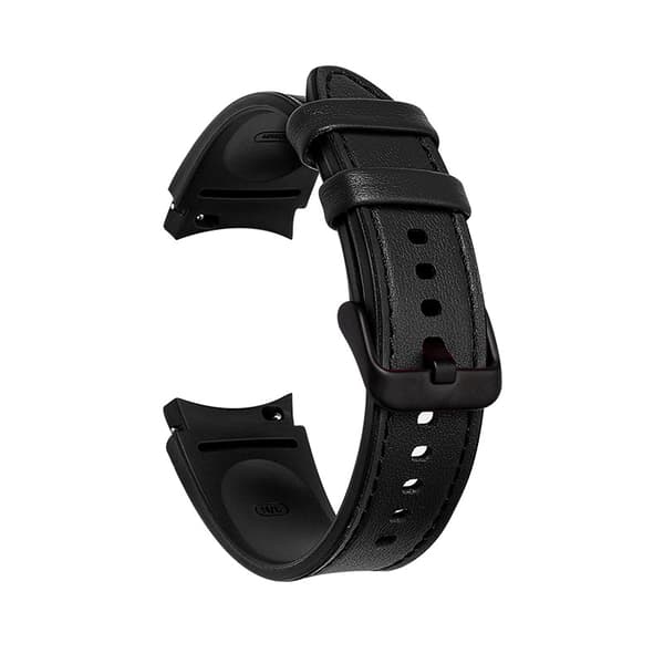 INF Samsung Galaxy Watch 4/5 Rem - Sort Læder Udskiftningsrem 20mm