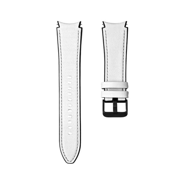 INF Samsung Galaxy Watch 4/5 -kelloon kaksikerroksinen nahkaranneke, 20 mm, valkoinen hopeasoljella
