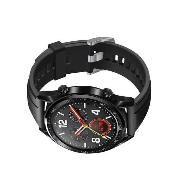 INF Silikon klokkereim for Huawei Watch GT/GT2 - 22mm svart med sølvspenne