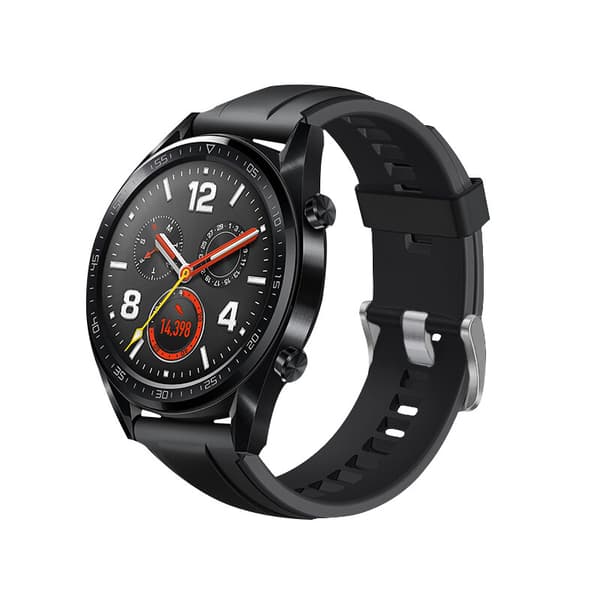 INF Silikon klokkereim for Huawei Watch GT/GT2 - 22mm svart med sølvspenne