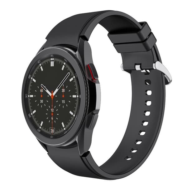 INF Silikoneurrem til kvinder 9138 - Sort med sølvspænde - 20 mm til Samsung Galaxy Watch 4/5