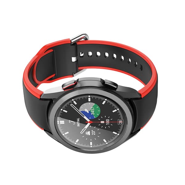 INF Tvåfärgat silikonarmband för Samsung Watch 4/5 - Svart/Röd - 20 mm