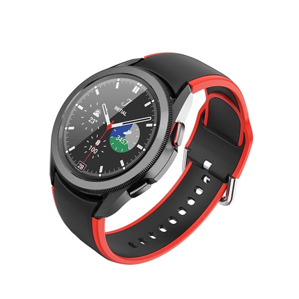 INF Tvåfärgat silikonarmband för Samsung Watch 4/5 - Svart/Röd - 20 mm