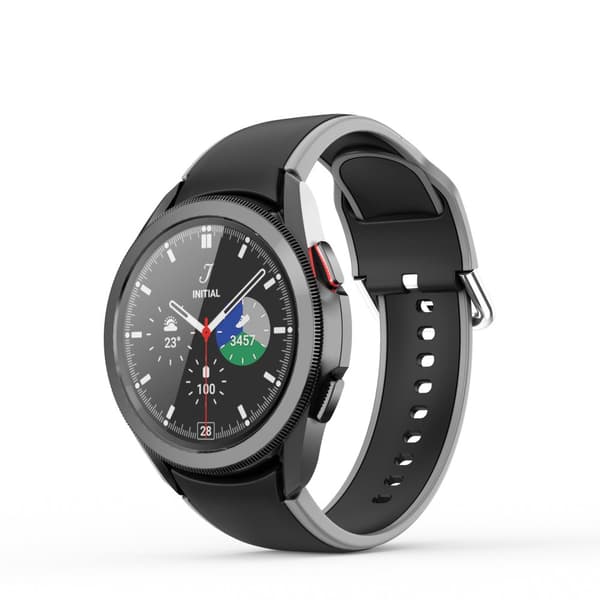 INF Tvåfärgat silikonarmband för Samsung Watch 4/5 - Svart/Grå - 20 mm