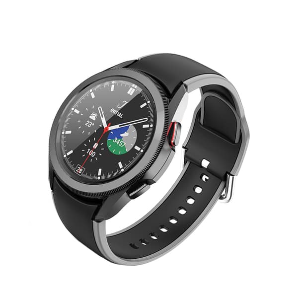 INF Tvåfärgat silikonarmband för Samsung Watch 4/5 - Svart/Grå - 20 mm