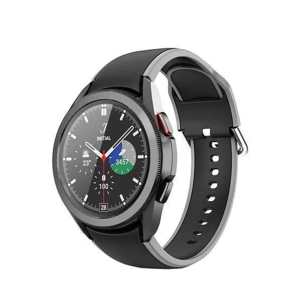 INF Tvåfärgat silikonarmband för Samsung Watch 4/5 - Svart/Grå - 20 mm