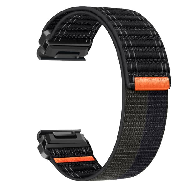 INF Nylon-klokke reim for Garmin Fenix 8/567X/pro/Epix 935/965 Svart+grå 22 mm