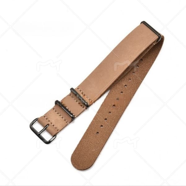 INF NATO-klockarmband i äkta läder för män Brun 22 mm