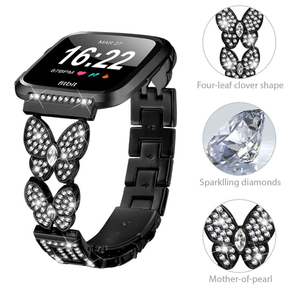 INF Diamant Fitbit Versa-reim, metallklokke rem kompatibel med Versa/Versa 2/Lute