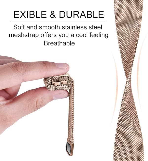 Klockarmband för Samsung Galaxy Watch 4 20mm/Rostfritt stål Justerbar ersättningsrem, Mesh metallrem med magneter - Rose Gold
