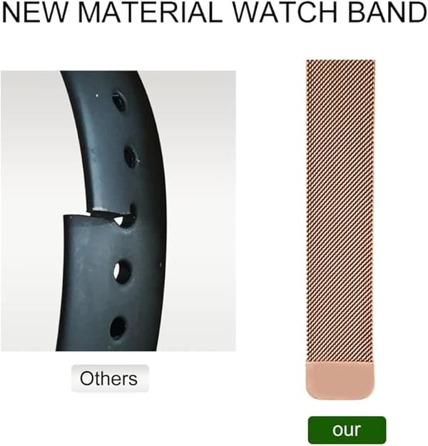 Klockarmband för Samsung Galaxy Watch 4 20mm/Rostfritt stål Justerbar ersättningsrem, Mesh metallrem med magneter - Rose Gold